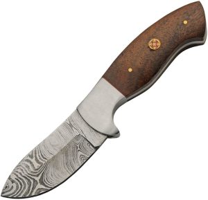 DM1336.jpg Damascus Hunter Fixed Blade - Brown Wood Full Tang