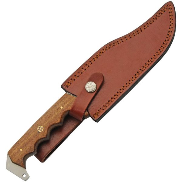 Damascus Stitch Back Hunter 6.75" Damascus Steel Fixed Blade Knife