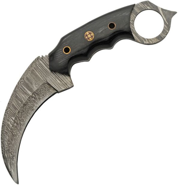 Damascus Talon Karambit Black 3.75" Damascus Steel Fixed Blade
