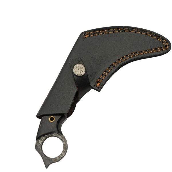 Damascus Talon Karambit Black 3.75" Damascus Steel Fixed Blade