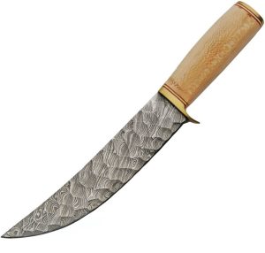 DM1346.jpg Damascus Bare Sycamore Hunter Fixed Blade Knife 7.75" Damascus Steel