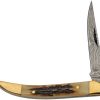 Damascus Toothpick Stag - Folding Clip Blade
