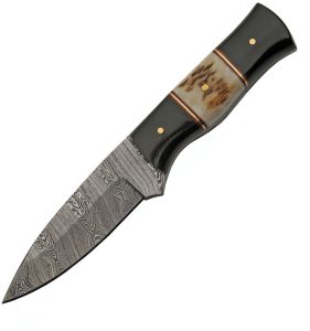 DM1355.jpg Damascus Hunter Buffalo Stag Fixed Blade Knife 3.5" Damascus Steel