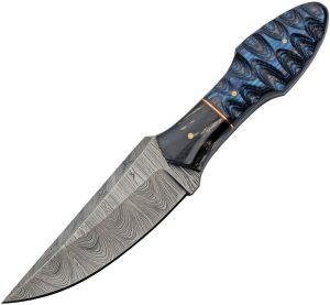 DM1358.jpg Damascus Ocean Ripple Hunter 4" Damascus Fixed Blade Knife