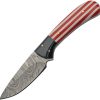 DM1361.jpg Damascus Fixed Blade Flag Knife 3" Damascus Steel Red White Blue