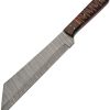 Damascus Seax Fixed Blade - Red Sculpted Wood Handle