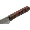 Damascus Seax Fixed Blade - Red Sculpted Wood Handle