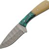 Damascus Skinner Fixed Blade Knife 4" Damascus Steel Camel Bone
