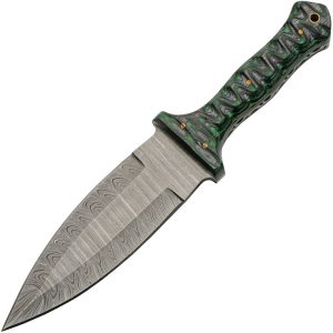 DM1371GN.jpg Damascus Fixed Blade Green 10.5" Damascus Steel Hunting Knife
