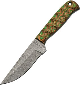 DM1376BR.jpg Damascus Hunter Brown/Green 4" Damascus Steel Fixed Blade Knife
