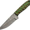 DM1376GN.jpg Damascus Hunter Green Orange 4" Damascus Steel Fixed Blade Knife
