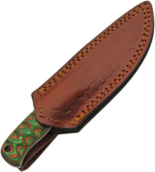 DM1376GN_add_01.jpg Damascus Hunter Green Orange 4" Damascus Steel Fixed Blade Knife