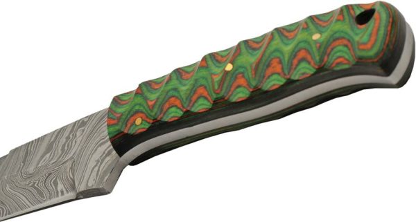 DM1376GN_add_02.jpg Damascus Hunter Green Orange 4" Damascus Steel Fixed Blade Knife
