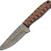 DM1376RD.jpg Damascus Hunter Green Red 8" Fixed Blade Knife Damascus Steel