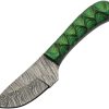 Damascus Boy's Skinner Green - 3 inch Damascus Blade