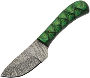 Damascus Boy's Skinner Green - 3 inch Damascus Blade