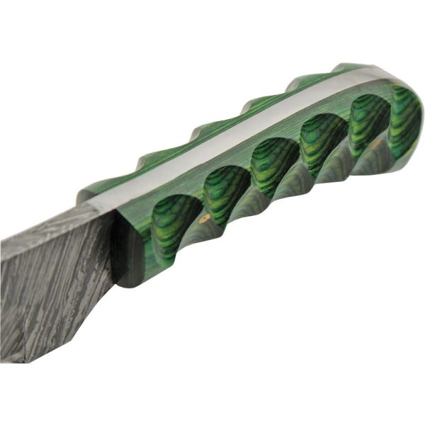 Damascus Boy's Skinner Green - 3 inch Damascus Blade