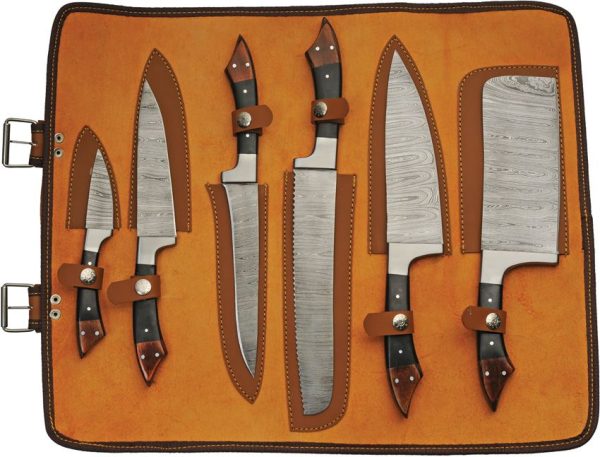 Damascus Kitchen Set 6 PC Damascus Steel Chef Butcher Bread Knife