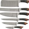 Damascus Kitchen Set 6 PC Damascus Steel Chef Butcher Bread Knife