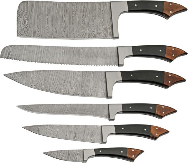 Damascus Kitchen Set 6 PC Damascus Steel Chef Butcher Bread Knife