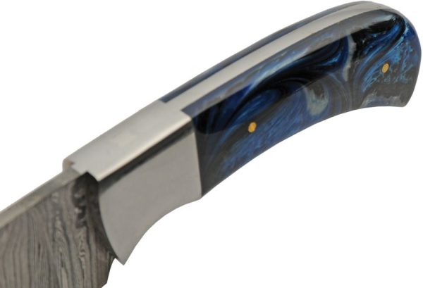 Damascus Sky Blue Hunter - 4 inch Damascus Blade