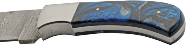 Damascus Sky Blue Hunter - 4 inch Damascus Blade