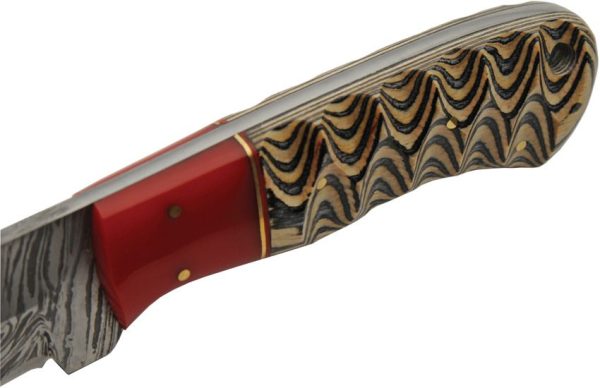 Damascus Red Haze Kiri Hunter 4" Damascus Fixed Blade Knife