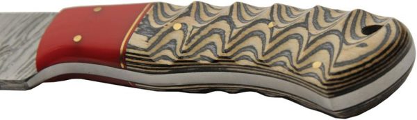 Damascus Red Haze Kiri Hunter 4" Damascus Fixed Blade Knife