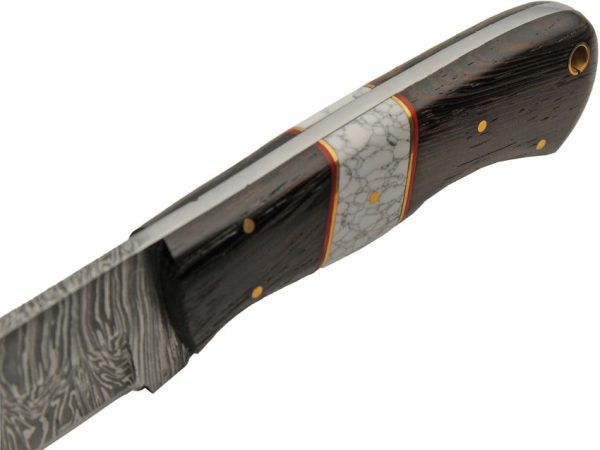 Damascus Hunter White Turquoise - 4 inch Clip Point