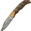 Damascus Ram Lockback Folding Knife 3" Damascus Steel Blade