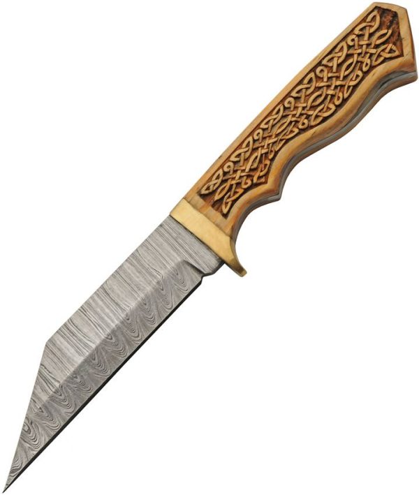 Damascus Celtic Tanto - 4.5 inch Modified Tanto