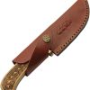 Damascus Celtic Braid Fixed Blade - Brown Wood Handle