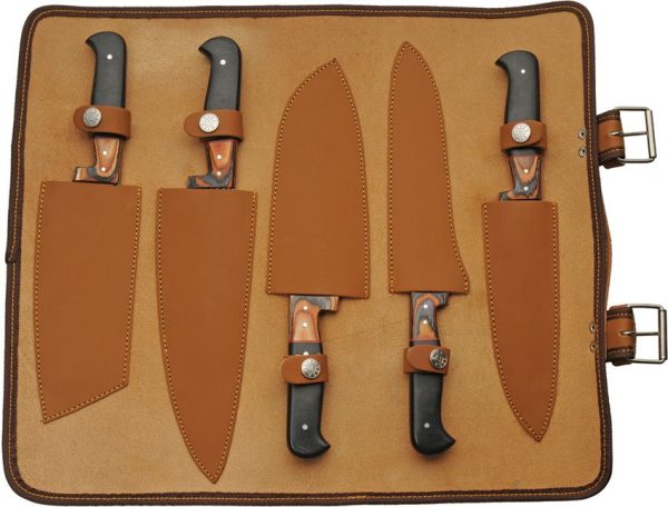 DM1393_add_03.jpg Damascus Kitchen Set 6 Knives Damascus Steel Brown Wood Roll