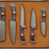 Damascus Umbra River 5-Piece Kitchen Knife Set Damascus Steel