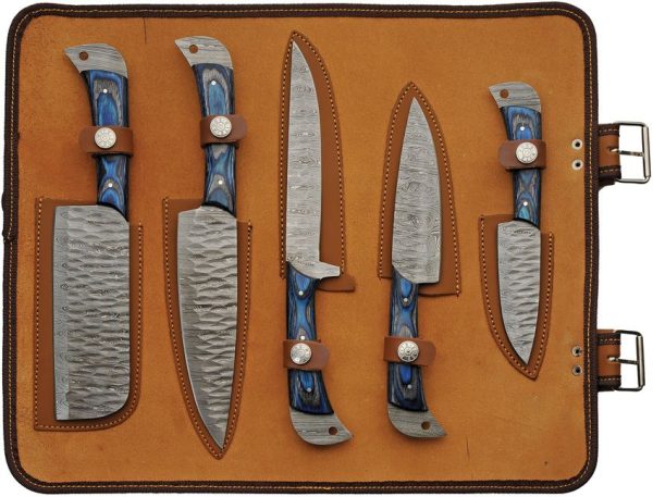 Damascus Umbra River 5-Piece Kitchen Knife Set Damascus Steel