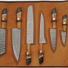 DM1398.jpg Damascus Saddlewood Kitchen Set 6pc Damascus Steel Knife Roll