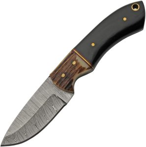 DM1399.jpg Damascus Eld Stag Skinner - Stag Bone Handle