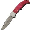 Damascus Lockback Pink - Wood Handle Folding