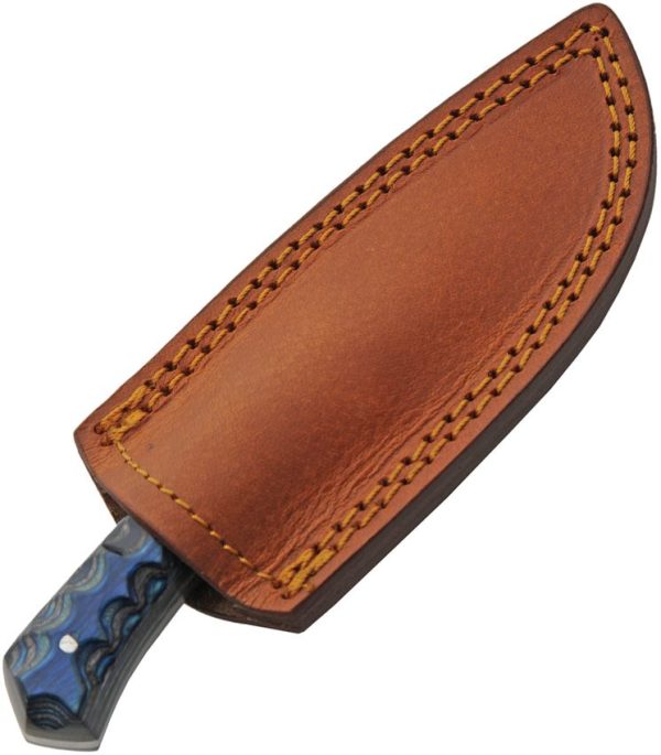 Damascus Skinner Blue and Black - Pakkawood Handle