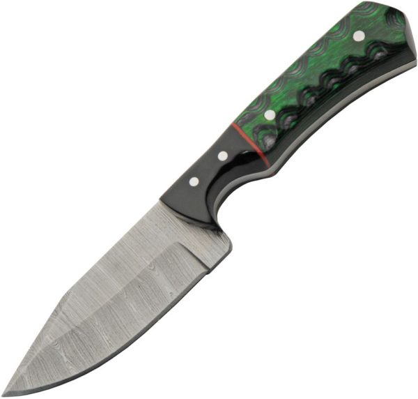 DM1404GN.jpg Damascus Skinner Green and Black - Pakkawood Handle