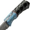 Damascus Skinner Turquoise Micarta - Resin Handle
