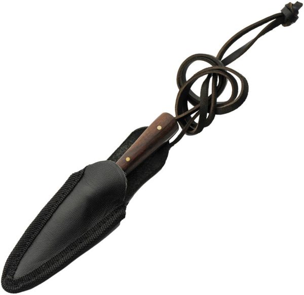 Damascus Bosom Dagger Full Tang - Brown Wood Handle