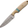 Damascus Sharp Tooth Bone Knife Full Tang - Natural