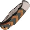 Damascus Forge Lockback Green Wood - Clip Point