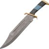 Damascus Azure Wave Bowie Fixed Blade 11.5" Damascus Steel Knife