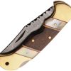 Damascus Gentleman's Lockback Folding Knife - Walnut Pearl