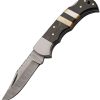 Damascus Ebony Tide Lockback Folding Knife Damascus Steel Buffalo Horn