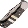 Damascus Ebony Tide Lockback Folding Knife Damascus Steel Buffalo Horn