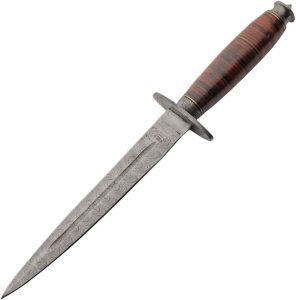 Damascus Tanners Edge Dagger 7.75" Double Edge Fixed Blade