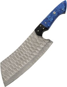 DM1436.jpg Damascus 12" Blue Crystal Cleaver Fixed Blade Knife